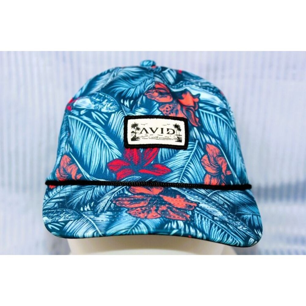AVID Snap Back Hat NWOT Eye-Catching Tropical Motif Colorful Floral w/Large Fish